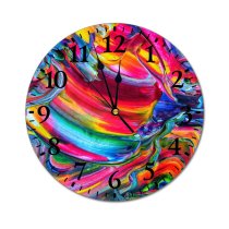 yanfind Fashion PVC Wall Clock Abstract Design Creativity Palette Rainbow Artistic Mix Visuals Motley Mute Suitable Kitchen Bedroom Decorate Living Room