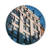 yanfind Fashion PVC Wall Clock Accommodation Aged Architecture Sky Building City Cloudless Complex Condominium Construction Daytime Design Mute Suitable Kitchen Bedroom Decorate Living Room