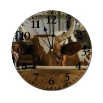 yanfind Fashion PVC Wall Clock Barn Beef Bovine Bull Byre Cattle Cow Cowbarn Cowshed Dairy Farm Farming001 Mute Suitable Kitchen Bedroom Decorate Living Room