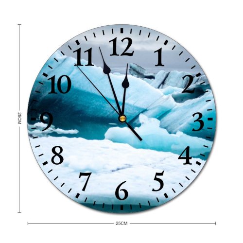 yanfind Fashion PVC Wall Clock Cool Desktop Frozen Warming Iceberg Iceland Jökulsárlón Lagoon Mute Suitable Kitchen Bedroom Decorate Living Room