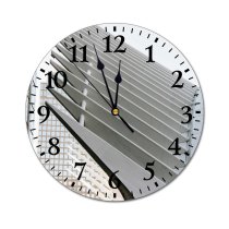 yanfind Fashion PVC Wall Clock Architecture Attract Building Center City Cloudless Complex Construction Contemporary Space Corporate Creative Mute Suitable Kitchen Bedroom Decorate Living Room