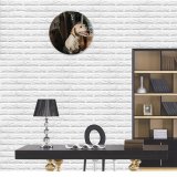 yanfind Fashion PVC Wall Clock Adorable Alone Apartment Blurred Calm Carefree Chair Comfort Curious Daylight Dog Mute Suitable Kitchen Bedroom Decorate Living Room