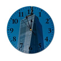 yanfind Fashion PVC Wall Clock Architecture Attract Building Capital Center City Cloudless Construction Contemporary Corporate Creative Design Mute Suitable Kitchen Bedroom Decorate Living Room