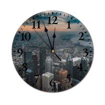yanfind Fashion PVC Wall Clock Accommodation Aerial America Architecture Avenue Center Central Cityscape Commerce Contemporary Development District Mute Suitable Kitchen Bedroom Decorate Living Room