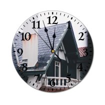 yanfind Fashion PVC Wall Clock Aged Architecture Balcony Building Chimney City Construction Space Daytime Decorative District Dwell Mute Suitable Kitchen Bedroom Decorate Living Room