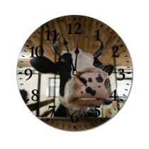 yanfind Fashion PVC Wall Clock Barn Beef Bovine Bull Byre Cattle Cow Cowbarn Cowshed Dairy Farm Farming003 Mute Suitable Kitchen Bedroom Decorate Living Room