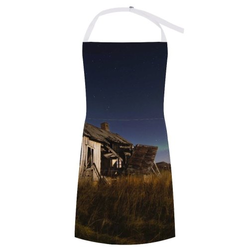 yanfind Custom aprons Abandoned Aged Ancient Aurora Borealis Barn Cloudless Countryside Damage Farmland Field Grassland white white-style1 70×80cm