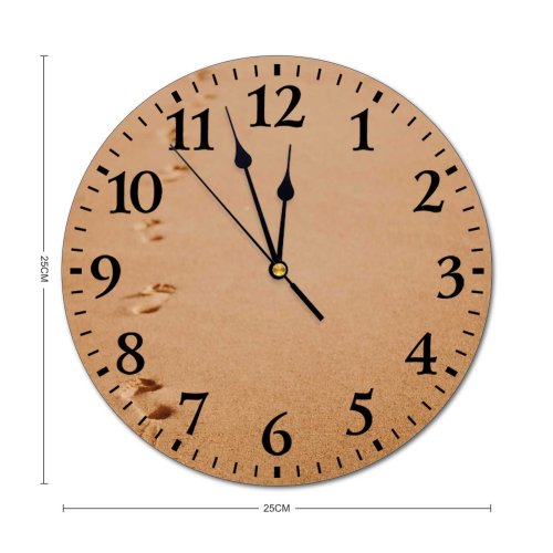 yanfind Fashion PVC Wall Clock Beach Blurred Coast Colorful Daylight Dry Footprint From Above Idyllic Loose Mute Suitable Kitchen Bedroom Decorate Living Room