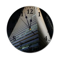 yanfind Fashion PVC Wall Clock Architecture Building City Cityscape Shot Perspective Sky Street Structure Tall Mute Suitable Kitchen Bedroom Decorate Living Room
