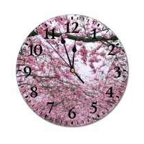 yanfind Fashion PVC Wall Clock Aroma Aromatic Bloom Botanic Botany Branch Cherry Cloudless Colorful Delicate Flora Mute Suitable Kitchen Bedroom Decorate Living Room