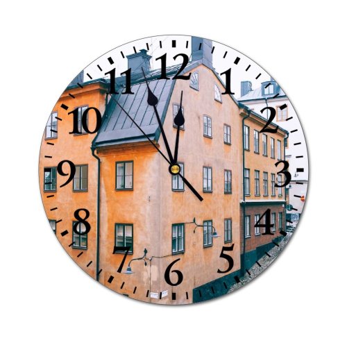 yanfind Fashion PVC Wall Clock Accommodation Aged Architecture Area Building City Cloudless Cobblestone Condominium Corner Daylight Daytime Mute Suitable Kitchen Bedroom Decorate Living Room