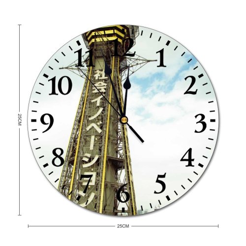 yanfind Fashion PVC Wall Clock Attract Building Center Central City Cloudy Construction Contemporary Design Destination Development Mute Suitable Kitchen Bedroom Decorate Living Room