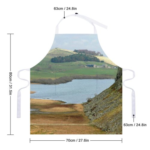 yanfind Custom aprons Northumberland Landscape Cliff Cottage Lake white white-style1 70×80cm
