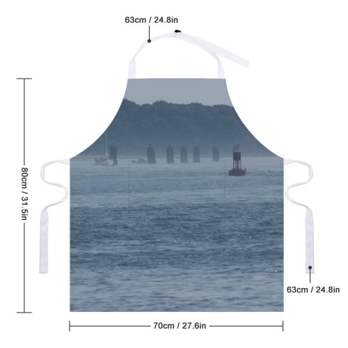 yanfind Custom aprons Fog Ocean Boats Sea Vacation Storm Clouds Bouys Travel Sky Trees Landscape white white-style1 70×80cm