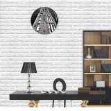 yanfind Fashion PVC Wall Clock Architecture Buildings City Futuristic Glass Items Shot Sky Skyscrapers Mute Suitable Kitchen Bedroom Decorate Living Room