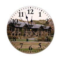 yanfind Fashion PVC Wall Clock Accommodation Aged Arched Architecture Attract Building Calm Classic Cloudless Construction Countryside Design Mute Suitable Kitchen Bedroom Decorate Living Room
