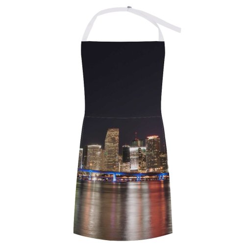 yanfind Custom aprons Miami Downtown America Usa Causeway Reflection Night Sky Buildings Construction white white-style1 70×80cm