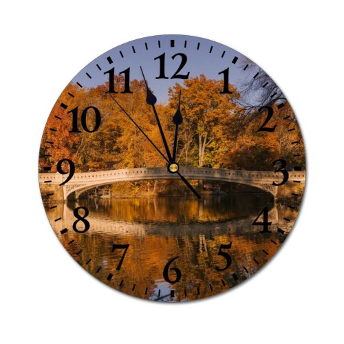 yanfind Fashion PVC Wall Clock Aged America Architecture Autumn Sky Bow Calm Central Park City Mute Suitable Kitchen Bedroom Decorate Living Room