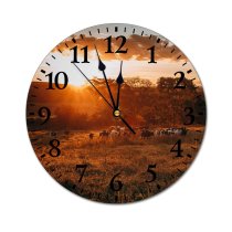 yanfind Fashion PVC Wall Clock Beautiful Beauty Breathtaking Cloud Colorful Countryside Cow Daylight Destination Field Flora Foliage Mute Suitable Kitchen Bedroom Decorate Living Room