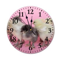 yanfind Fashion PVC Wall Clock Bird Cute Farm Easter Chicken Young Hen Baby Funny Feather Little Tiny001 Mute Suitable Kitchen Bedroom Decorate Living Room