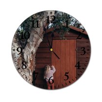 yanfind Fashion PVC Wall Clock Bark Branch Building Calm Casual Child Curious Design Door Entrance Estate Exterior Mute Suitable Kitchen Bedroom Decorate Living Room