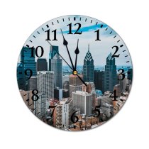 yanfind Fashion PVC Wall Clock Accommodation Aerial America Apartment Architecture Avenue Building Center Central City Cityscape Complex Mute Suitable Kitchen Bedroom Decorate Living Room