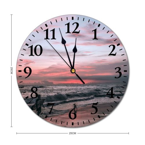 yanfind Fashion PVC Wall Clock Bay Beach Clear Cloudy Coast Coastline Dog Foam Ocean Outdoors Pet Mute Suitable Kitchen Bedroom Decorate Living Room