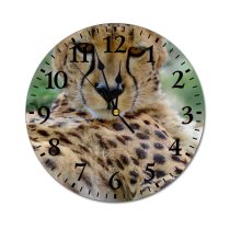 yanfind Fashion PVC Wall Clock Big Fur Portrait Cat Wild Hunter Safari Wildlife Danger Staring Mute Suitable Kitchen Bedroom Decorate Living Room