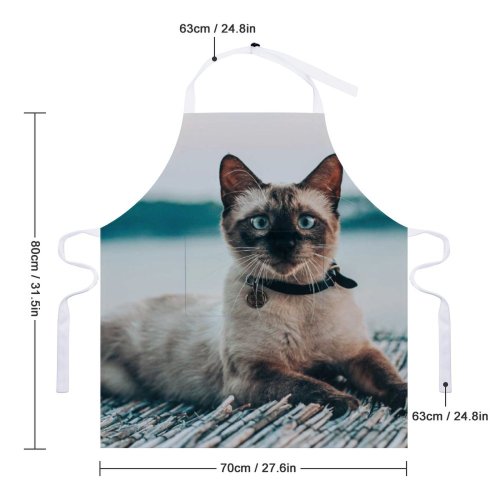 yanfind Custom aprons Adorable Attentive Bamboo Eyes Blurred Carnivore Cat Charming Chordate Concentrate white white-style1 70×80cm
