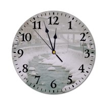 yanfind Fashion PVC Wall Clock Architecture Area Atmosphere Blizzard Building Canal City Cloudy Cool Destination District Dull Mute Suitable Kitchen Bedroom Decorate Living Room