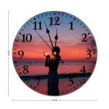 yanfind Fashion PVC Wall Clock Beach Blurred Cheerful Colorful Dusk Enjoy Evening Excited Female Freedom Glad Mute Suitable Kitchen Bedroom Decorate Living Room