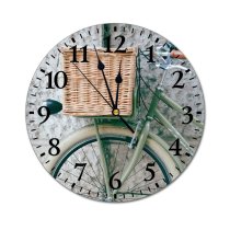 yanfind Fashion PVC Wall Clock Active Aged Architecture Basket Bicycle Bike Building City Classic Cycle Daytime District Mute Suitable Kitchen Bedroom Decorate Living Room