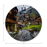 yanfind Fashion PVC Wall Clock Asphalt Breathtaking Calm Cloudy Cottage Countryside Destination Dwell Explore Fog Highland Highway Mute Suitable Kitchen Bedroom Decorate Living Room