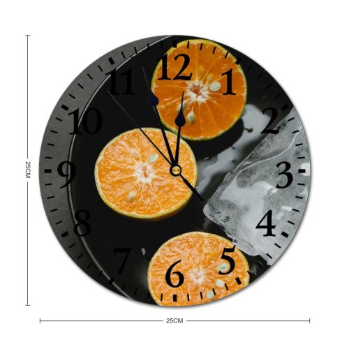 yanfind Fashion PVC Wall Clock Appetizing Ceramic Citrus Colorful Concept Delicious Diet Eat Edible Flavor Mute Suitable Kitchen Bedroom Decorate Living Room