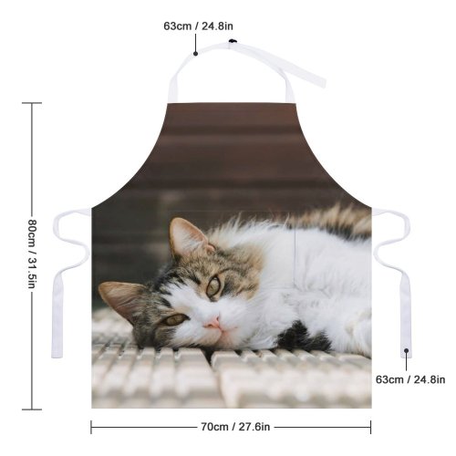 yanfind Custom aprons Adorable Attentive Blurred Calm Carnivore Cat Charming Comfort Concentrate Cute Enjoy white white-style1 70×80cm