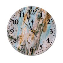 yanfind Fashion PVC Wall Clock Abstract Aged Art Bark Closeup Colorful Space Crack Daytime Design Dry Dye Mute Suitable Kitchen Bedroom Decorate Living Room