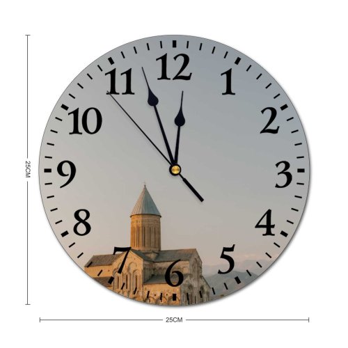yanfind Fashion PVC Wall Clock Aged Ancient Architecture Belief Believe Building Cathedral Catholic Cereal Church Countryside Faith Mute Suitable Kitchen Bedroom Decorate Living Room