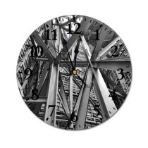 yanfind Fashion PVC Wall Clock Architecture Beams Building Construction Crosspiece Engineering Girders Industrial Iron Metal Steelwork Mute Suitable Kitchen Bedroom Decorate Living Room