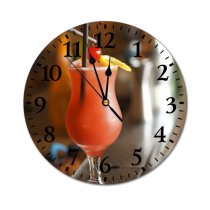 yanfind Fashion PVC Wall Clock Bar Party Cocktail Glass Nightlife Fruit Juice Vodka Liqueur Liquor Gin Mute Suitable Kitchen Bedroom Decorate Living Room
