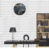yanfind Fashion PVC Wall Clock Accommodation Aerial America Architecture Avenue Center Central Cityscape Commerce Contemporary Development District Mute Suitable Kitchen Bedroom Decorate Living Room