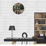yanfind Fashion PVC Wall Clock Accommodation Aged Architecture Area Building Calm City Condominium Construction Daylight Daytime Mute Suitable Kitchen Bedroom Decorate Living Room