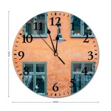 yanfind Fashion PVC Wall Clock Accommodation Aged Apartment Architecture Building Calm City Classic Condominium Damage Daytime Mute Suitable Kitchen Bedroom Decorate Living Room