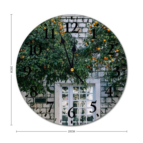 yanfind Fashion PVC Wall Clock Abundance Branch Brick Wall Bunch Citrus Cultivate Delicious Dense Diet Edible Flora Mute Suitable Kitchen Bedroom Decorate Living Room
