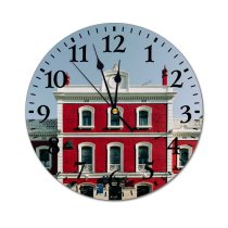 yanfind Fashion PVC Wall Clock Architecture Sky Building City Downtown Exterior Facade Mataro Outdoors Spain Street Train Mute Suitable Kitchen Bedroom Decorate Living Room