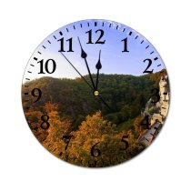 yanfind Fashion PVC Wall Clock Architecture Building Burg Eltz Castle Clouds Countryside Daylight Fall Fortress High Shot Mute Suitable Kitchen Bedroom Decorate Living Room