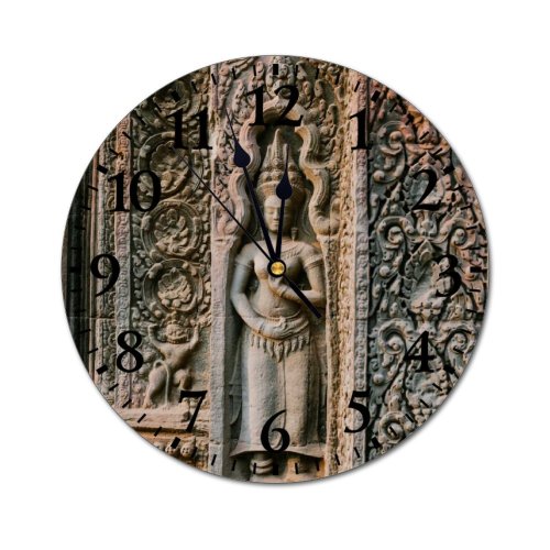 yanfind Fashion PVC Wall Clock Art Travel Door Castle Church Gate Sculpture Decoration Religion Traditional Carve Mute Suitable Kitchen Bedroom Decorate Living Room