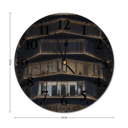 yanfind Fashion PVC Wall Clock Abstract Accommodation Architecture Building Center City Complex Construction Contemporary Creative Decor Design Mute Suitable Kitchen Bedroom Decorate Living Room