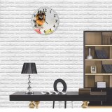 yanfind Fashion PVC Wall Clock Adorable Alone Ball Calm Clever Comfort Dog Floor Fluff Friendly Idyllic Mute Suitable Kitchen Bedroom Decorate Living Room