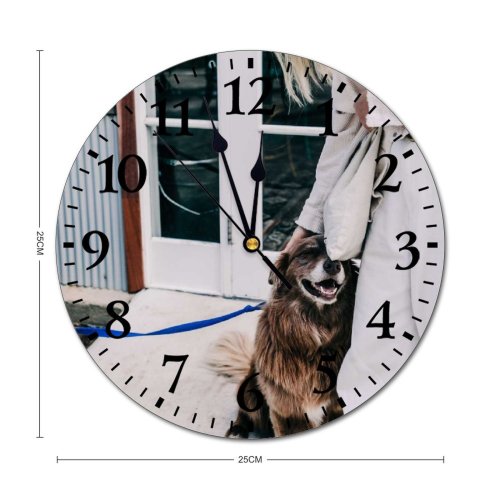 yanfind Fashion PVC Wall Clock Adorable Anonymous Calm Caress Casual Cheerful Content Creature Crop Cute Dog Mute Suitable Kitchen Bedroom Decorate Living Room