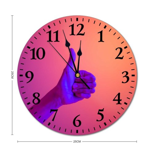yanfind Fashion PVC Wall Clock Approval Communication Space Electric Light Finger Fingers Gesture Good Like Negative Neon Mute Suitable Kitchen Bedroom Decorate Living Room